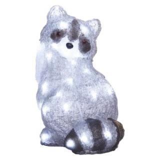 LED raccoon decoration, 28 cm, indoor and outdoor, cool white, timer