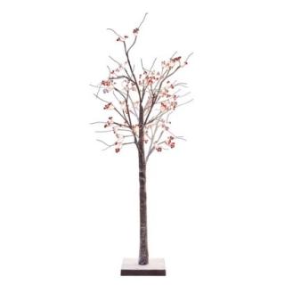LED tree with berries, 120 cm, indoor and outdoor, warm white, timer