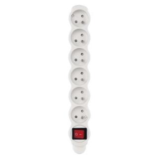 Separate 6 socket with switch, white