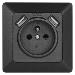 Socket with USB 2,1A max., anthracite