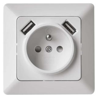 Socket with USB 2,1A max., white
