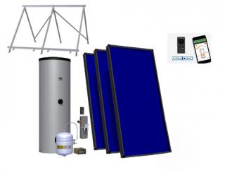 Solar Assembly No. VI S Typ: Basic solar kit No. VI S + carriers for flat roof up to 15° inclination