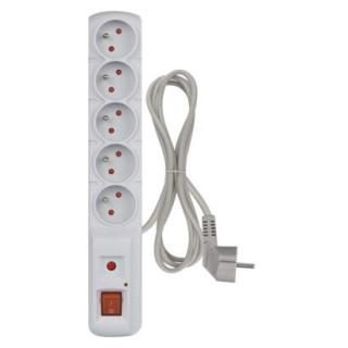 Surge protector - 5 sockets 1,5m, grey