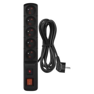 Surge protector - 5 sockets, 3m, black