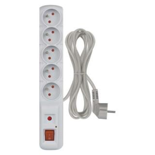 Surge protector - 5 sockets, 3m, grey