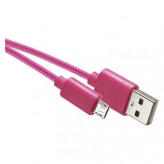 USB-A 2.0 / micro USB-B 2.0 charging and data cable, 1 m, pink