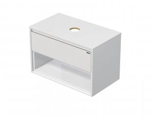 EMMY 100 cm bílá/bílá s jednou zásuvkou a otevřenou nikou, pro umyvadla na desku (A0536/A0536)
