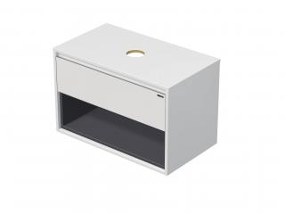 EMMY 100 cm bílá/šedá s jednou zásuvkou a otevřenou nikou, pro umyvadla na desku (A0536/A4706)