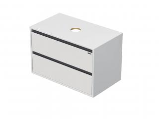 EMMY 100 cm bílá/šedá se dvěma zásuvkami, pro umyvadla na desku (A0536/A4706)