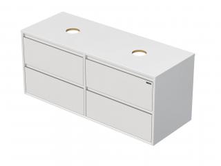 EMMY 120 cm bílá/bílá se čtyřma zásuvkami, pro umyvadla na desku (A0536/A0536)