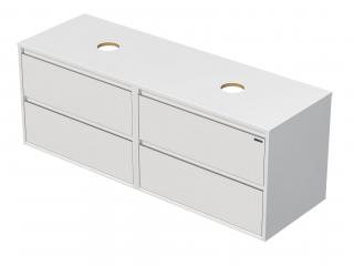 EMMY 140 cm bílá/šedá se čtyřma zásuvkami, pro umyvadla na desku (A0536/A4706)