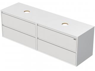 EMMY 160 cm bílá/bílá se čtyřma zásuvkami, pro umyvadla na desku (A0536/A0536)
