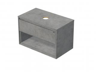 EMMY 70 cm beton/beton s jednou zásuvkou a otevřenou nikou, pro umyvadla na desku (F186/F186)