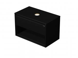 EMMY 70 cm černá/černá s jednou zásuvkou a otevřenou nikou, pro umyvadla na desku (A3686/A3686)