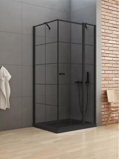 Sprchový kout New Soleo Black 90x90 cm pravý s pevným dílem s ozdobnými profily