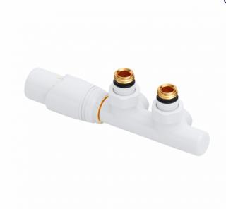 Termostatický ventil Viola levý koupelnové radiátory, středové přípojení, bílá