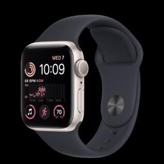 Apple Watch SE (2022) 44mm (Zánovní) Hvězdně bílé + černý sportovní řemínek