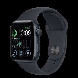 Apple Watch SE (2022) 44mm (Zánovní) Temně inkoustové + černý sportovní řemínek