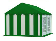 Partystan 4x4m - Economy - ocelová trubková konstrukce, bílo-zelený, zelená střecha