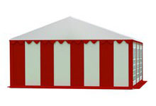 Partystan 5x6m - Economy - ocelová trubková konstrukce, bílo-červený