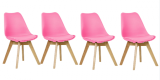Sada židlí růžová skandinávský styl BASIC 3+1 ZDARMA