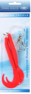 Mikado marine set - pilk d-twist návazec 14cm - háček 2x8/0 (červený)