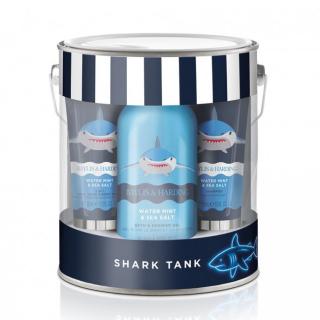 Baylis &amp; Harding Sada péče o tělo s žínkou v plechové krabičce - Shark - Máta, 5ks