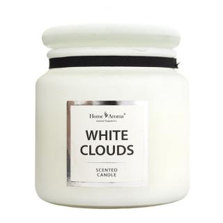 HOME AROMA vonná svíčka ve skle WHITE CLOUDS 340g