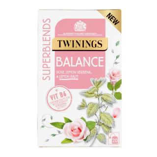 TWININGS - čaj SUPERBLENDS BALANCE s růží, citrónovou verbenou a meduňkou (20 sáčků/32g)