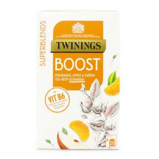 TWININGS - čaj SUPERBLENDS BOOST s mandarinkou, jablkem, zeleným čajem a guaranou (20 sáčků)