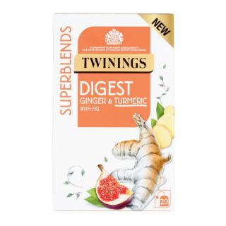 TWININGS - čaj SUPERBLENDS DIGEST se zázvorem, kurkumou a fíky (20 sáčků/40g)