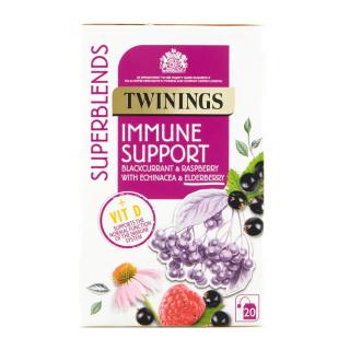 TWININGS - Čaj SUPERBLENDS IMMUNE SUPPORT s černým rybízem, echinaceou a malinou (20 sáčků)