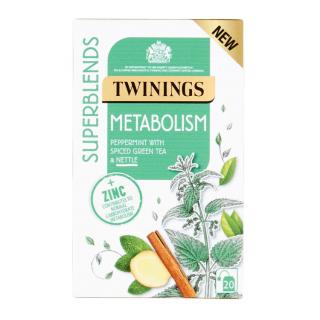 TWININGS - čaj SUPERBLENDS METABOLISM s mátou, zeeleným čajem a kopřivou (20 sáčků/40g)