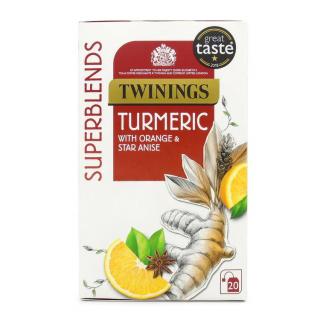 TWININGS - čaj SUPERBLENDS TURMERIC s kurkumou, pomerančem a badyánem (20 sáčků/40g)