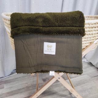 Beránková deka Mimoušek khaki mušelín
