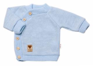 Dětský pletený svetřík s knoflíčky, zap. bokem, Hand Made Baby Nellys, modrý vel. 56-62 (0-3m)
