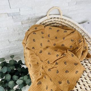 Mušelínová deka/plena okrová s duhami