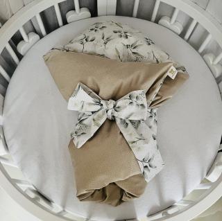 Péřová zavinovačka / autorský eucalyptus bílý Varianta péřové zavinovačky: péřová výplň + povlak zavazování páskem, Velikost zavinovačky: 80x80 cm