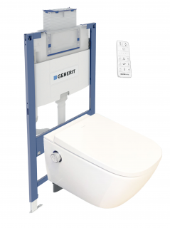 GEBERIT DUOFIX předstěnový modul,  WATERGATE INTEGRA Comfort CUBE sprchovací toaleta, WG-200C-SET-111.030.00.1