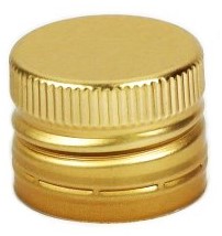 Hliníkové víčko na lahev ZLATÉ 31,5 mm s pojistným kroužkem Počet kusů v balení: 1