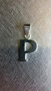 Ag/925 stříbrná písmena - písmenko P (písmeno P)