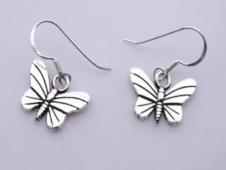 Stříbrné naušnice  - motýl (motýlek, náušnice - ze stříbra 925/1000)
