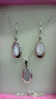 stříbrný komplet perleť (souprava růžová perleť)