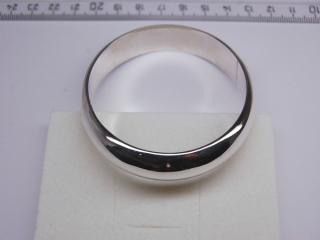 Stříbrný náramek pevný, rozvírací (Náramek průměr 6cm, 23,7g kruh s pojistným řetízkem)