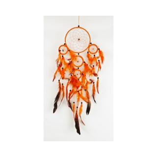 Lapač snů- oranžový ( průměr 13cm, délka 54cm)