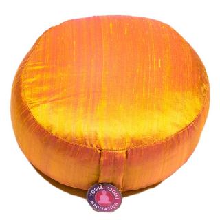 Meditační polštář - Hrubé hedvábí zlaté (žlutooranžová barva)