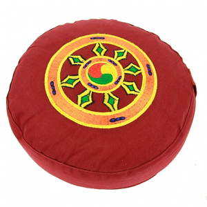 Meditační polštář - Kolo Dharmy (ředkvově hnedá)