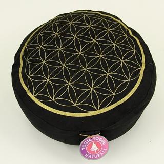 Meditační polštář - Květ života (černý)