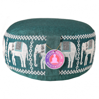 Meditační polštář - Sloni v kruhu (zelený)