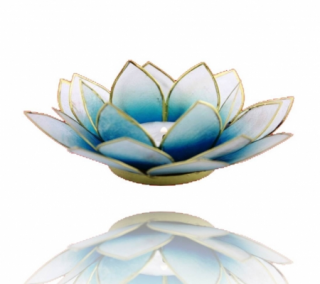 Svícen Lotosový květ (modro - bilý)